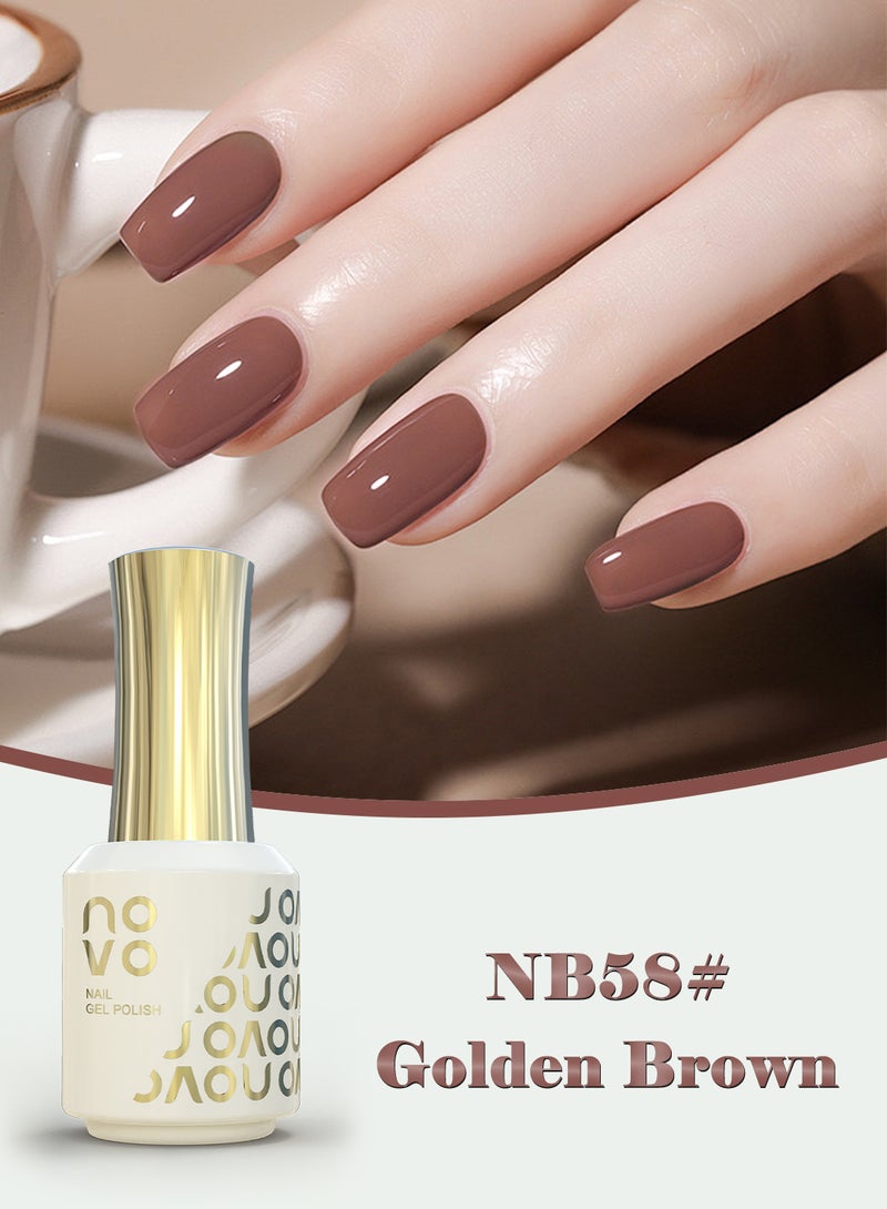 Novo Rubber Base Gel, 2 in 1 Gel Nail Polish Soak Off UV LED Nail Lamp, Nail Art Design for Women 12ml NB58# Golden Brown - Image 2
