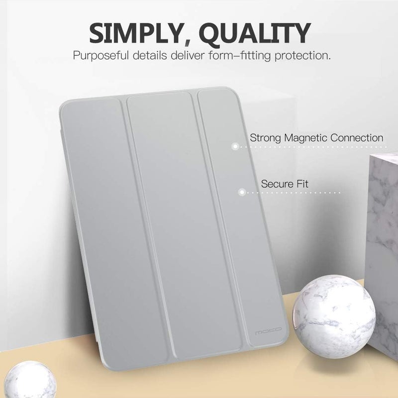 MoKo Case Fit New iPad 9th Generation 2021/8th Generation 2020/7th Gen 2019, iPad 10.2 Case - Slim Smart Shell Stand Cover with Translucent Frosted Back Protector, (Auto Wake/Sleep), Silver - Image 2