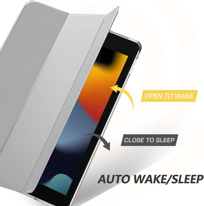 MoKo Case Fit New iPad 9th Generation 2021/8th Generation 2020/7th Gen 2019, iPad 10.2 Case - Slim Smart Shell Stand Cover with Translucent Frosted Back Protector, (Auto Wake/Sleep), Silver - Image 4