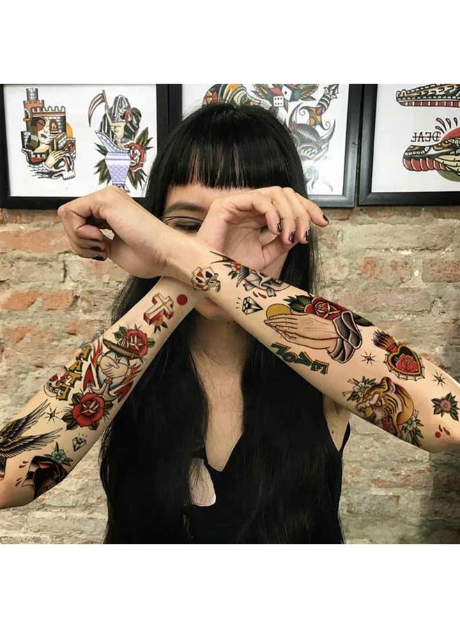 PUSNMI 120×260mm Classic Temporary Tattoo Sailor Jerry Temporary Tattoos for Women Men Cool Skull Tattoo for Arm Leg Face Lasting Mix Style Body Art Tattoos for Halloween Club - Image 5