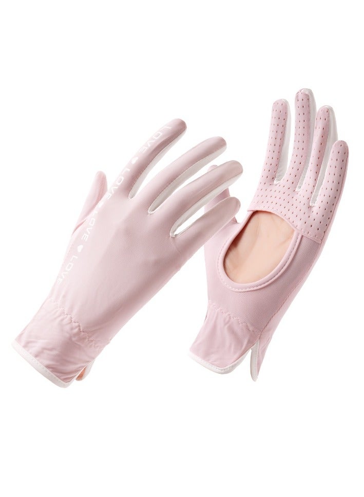 Women's Sun Protection Gloves Hollow Palm Breathable Non-slip Cycling Driving Anti-ultraviolet Short - Image 1