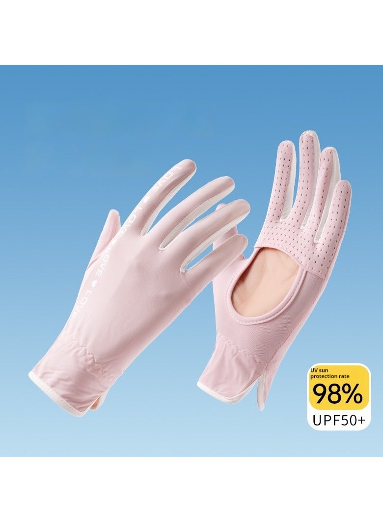 Women's Sun Protection Gloves Hollow Palm Breathable Non-slip Cycling Driving Anti-ultraviolet Short - Image 2