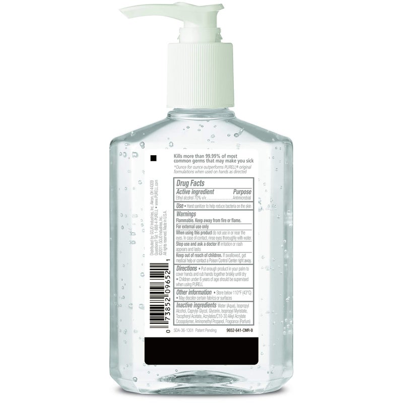 PURELL Advanced Hand Sanitizer Refreshing Gel, 9652-04-EC, 8 Fl Oz Pump Bottles, Pack of 6 - Image 2