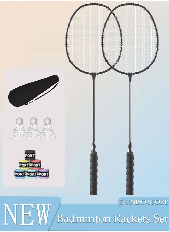 DUNISO Badminton Rackets Set 2 Player Badminton Rackets Lightweight Badminton Racquet with 3 Shuttlecocks 2 Racquet Grip and 1 Carrying Bag,Badminton Backyard Games for Outdoor,Garden,Beach,Family Fun Game  - Image 1