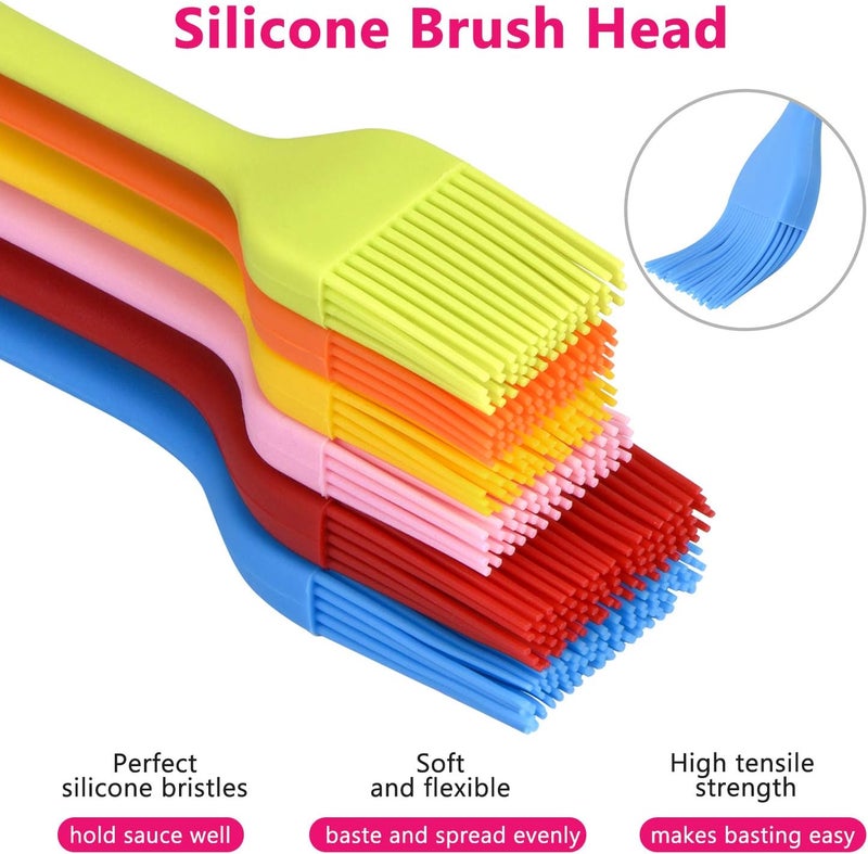 Hhyn Silicone Basting Brush Set 6 Pack Heat Resistant Pastry Brushes Spread Oil Butter Sauce for BBQ Grill Barbeque Kitchen Baking Cooking Pastries, 2 Large & 4 Small - Image 4