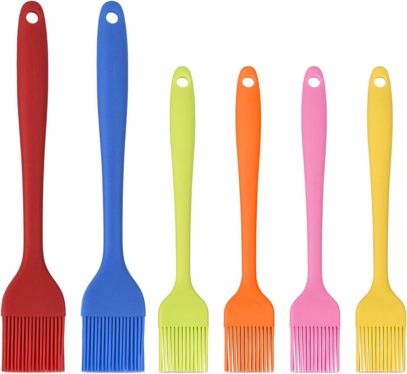 Hhyn Silicone Basting Brush Set 6 Pack Heat Resistant Pastry Brushes Spread Oil Butter Sauce for BBQ Grill Barbeque Kitchen Baking Cooking Pastries, 2 Large & 4 Small - Image 1