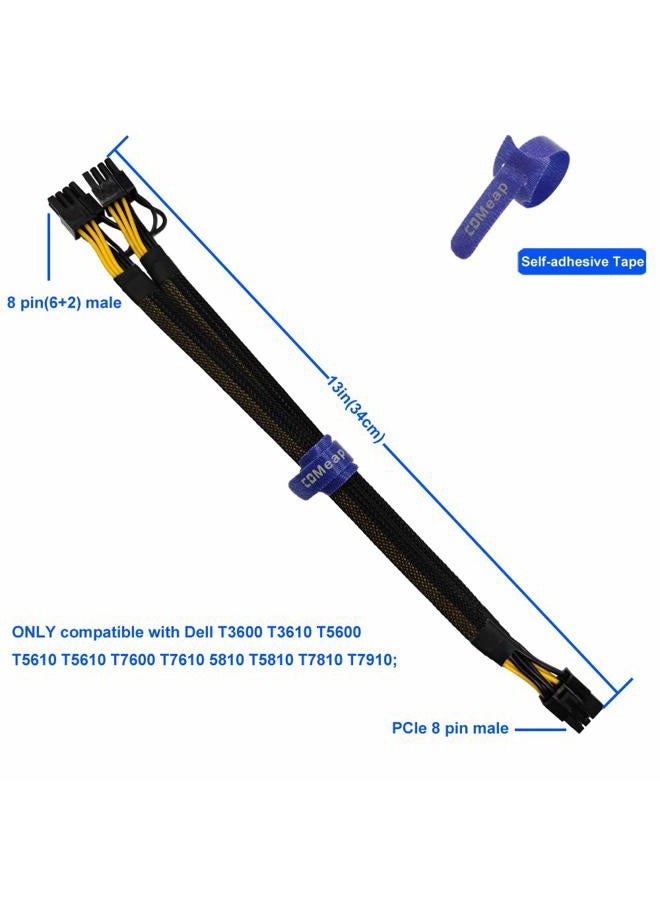 COMeap GPU Power Cable for Dell T3600 T3610 T5600 T5610 T5610 T7600 T7610 5810 T5810 T7810, 8 Pin PCIe to Dual 8 Pin(6+2) Male PCIe Power Adapter 13-inch(34cm) - Image 4