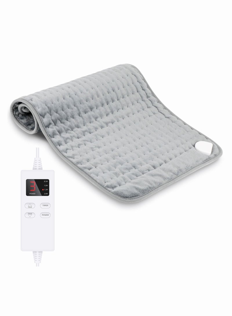 Heating Pad Electric for Pain Relief of Back Neck Shoulder Abdomen Knee Legs and Arms  6 Electric Temperature Options 4 Temperature Settings Auto Shut Off (Silver Gray)  ﻿ - Image 1