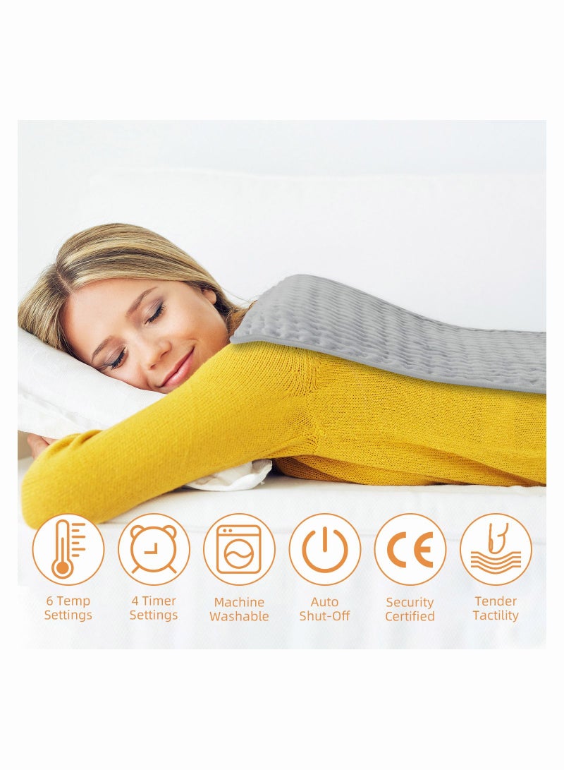Heating Pad Electric for Pain Relief of Back Neck Shoulder Abdomen Knee Legs and Arms  6 Electric Temperature Options 4 Temperature Settings Auto Shut Off (Silver Gray)  ﻿ - Image 2