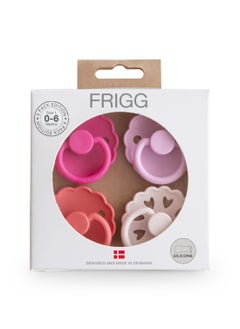 FRIGG Round Silicone Baby Pacifier 0-6M 4-Pack Rosy Romance - Size 1  - Image 1