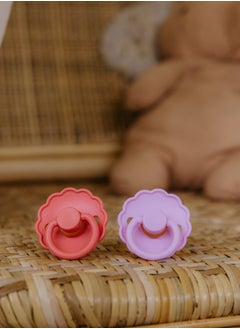 FRIGG Round Silicone Baby Pacifier 0-6M 4-Pack Rosy Romance - Size 1  - Image 2