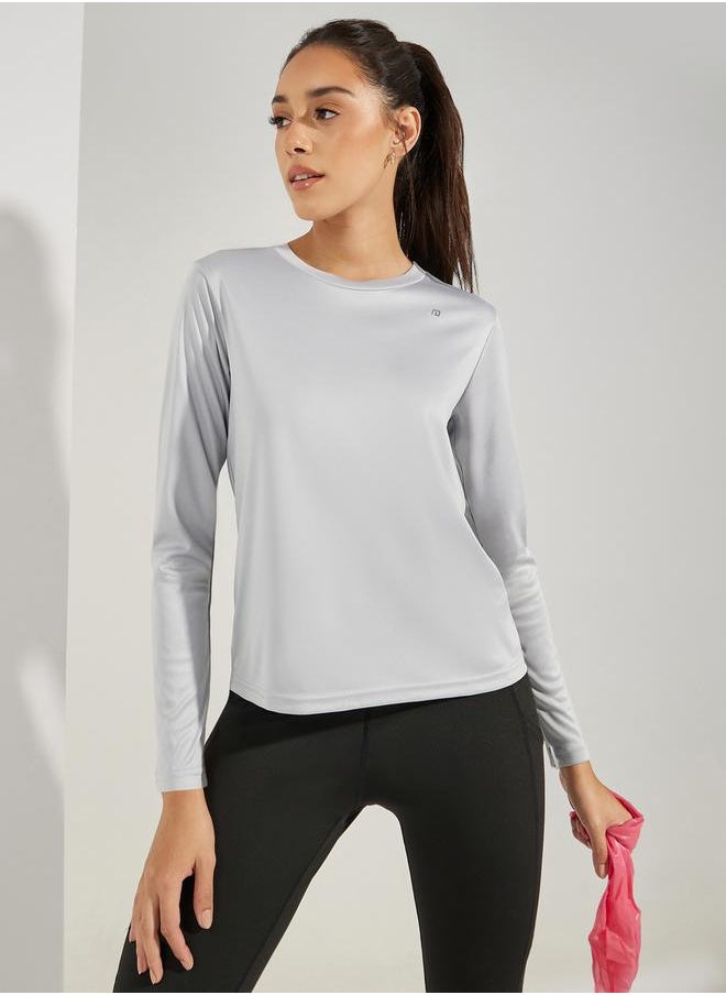 Styli Logo Detail Long Sleeves Basic Top  - Image 1