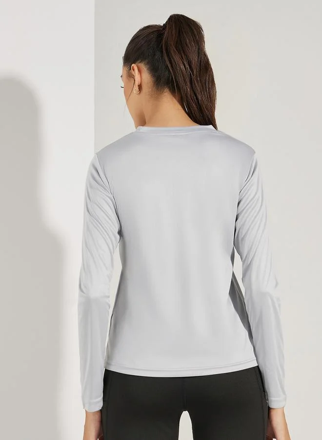 Styli Logo Detail Long Sleeves Basic Top