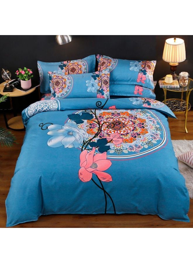 طقم ملاءة سرير مفردة ومزدوجة مكون من أربع قطع غير قطنية لطيفة على البشرة بطبعة زهور سميكة كبيرة الحجم، طقم ملاءة سرير مفردة ومزدوجة مكون من ثلاث قطع، مجموعة دريم دومين - اللون: Tb*028*mengyuan - المواصفات: غطاء لحاف 1.5*2.0+ملاءة+غطاء وسادة*1 - Image 1