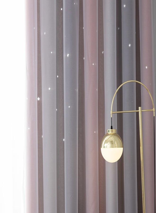 1pc Curtain Simple Gradient Hollow-out Star Pattern Double Layer Blackout Bedroom Living Room Insulation Curtain - Image 3
