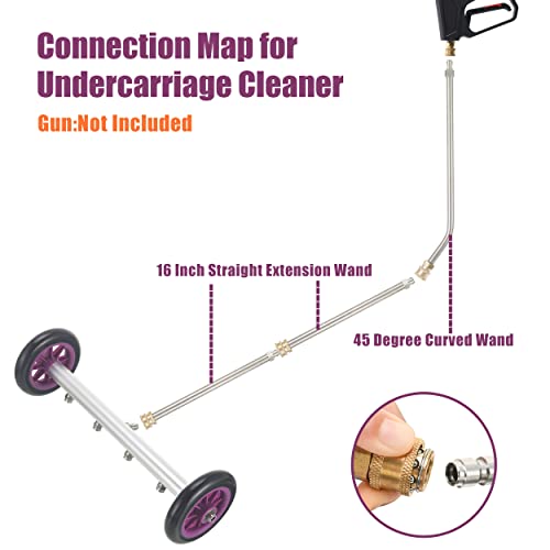 PWACCS Pressure Washer Undercarriage Cleaner – 16 Inch Power Washer Under Carriage Spray – High Pressure Washing Under Car Attachment with 3 Pcs Extension Wand – 4000 PSI - Image 3