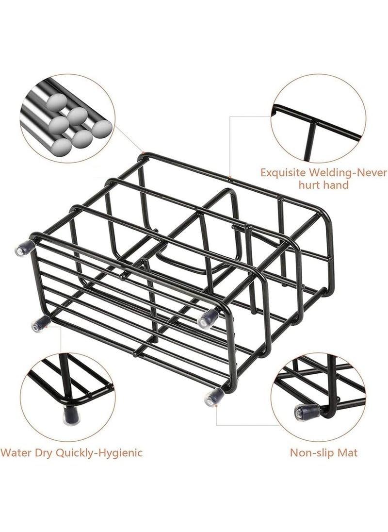 sulfar - Mild Steel Toothbrush Holder Toothpaste Stand Tumbler Holder for Bathroom Bathroom Accessories for Home (Black) - Image 1