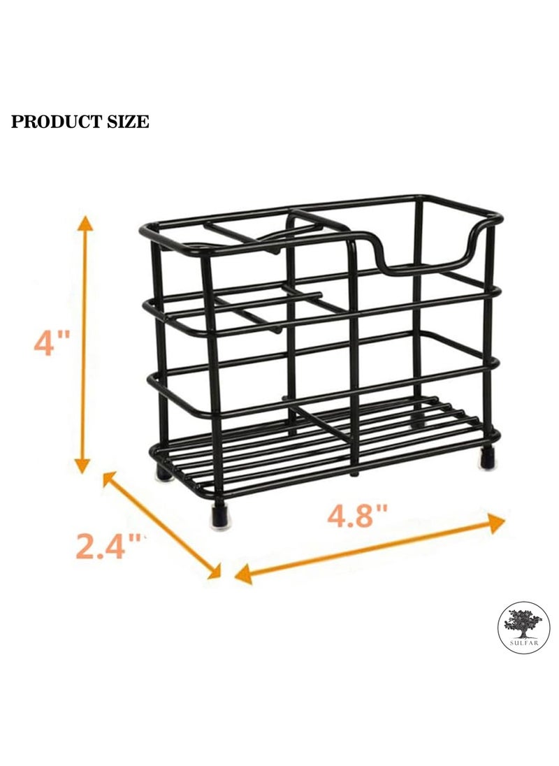 sulfar - Mild Steel Toothbrush Holder Toothpaste Stand Tumbler Holder for Bathroom Bathroom Accessories for Home (Black) - Image 1