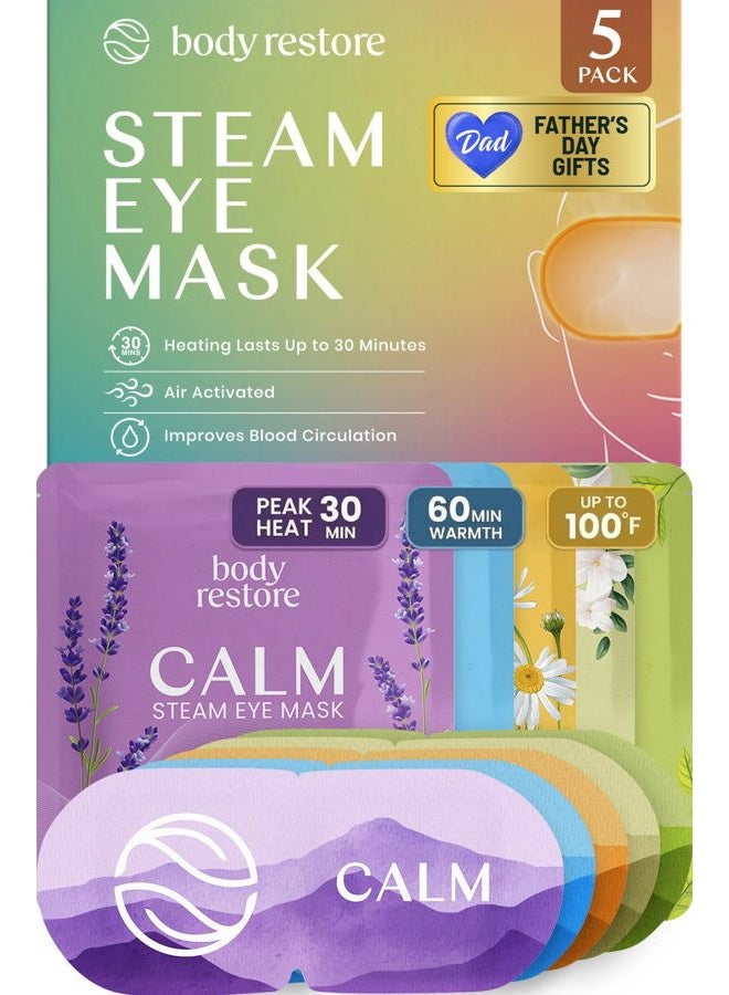 Body Restore Heated Eye Mask for Dry Eyes 5 Pack - Self Heating Warm Compress, Christmas Stocking Stuffers, White Elephant, Birthday Gifts for Women, Men, Stye Eye Treatment, Relaxation - Variety - Image 1