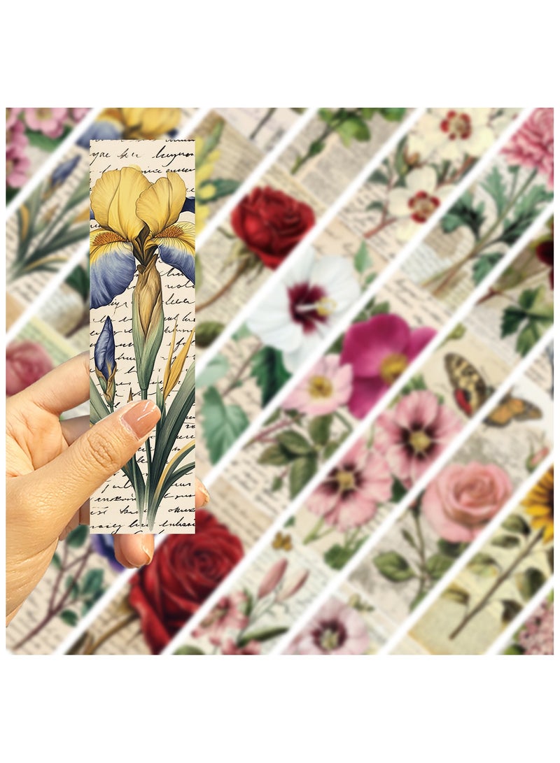 30 قطعة من علامات الكتب الورقية بصور زهور طبيعية لمحبي الكتب، علامة كتب جمالية عتيقة، إكسسوارات كتب بسيطة، علامات كتب طبيعية، مجموعة علامات كتب معبأة كهدايا للطلاب - Image 2