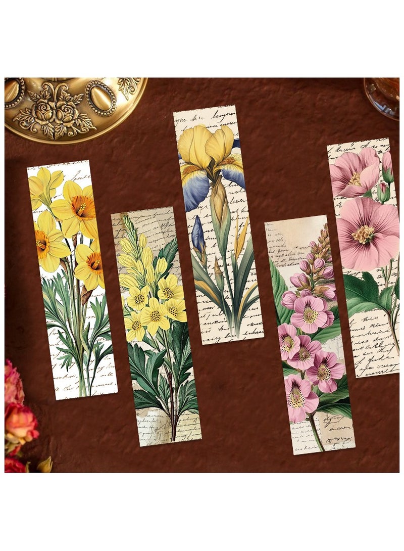 30 قطعة من علامات الكتب الورقية بصور زهور طبيعية لمحبي الكتب، علامة كتب جمالية عتيقة، إكسسوارات كتب بسيطة، علامات كتب طبيعية، مجموعة علامات كتب معبأة كهدايا للطلاب - Image 4