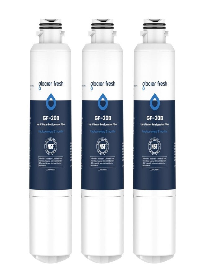 GLACIER FRESH فلتر مياه ثلاجة GLACIER FRESH متوافق مع سامسونج DA29-00020B، DA29-00020A/B، DA29-00020B-1، HAF-CIN/EXP، 46-9101، RF4267HARS للثلاجات ذات الأبواب الفرنسية (عبوة من 3 قطع) - Image 1