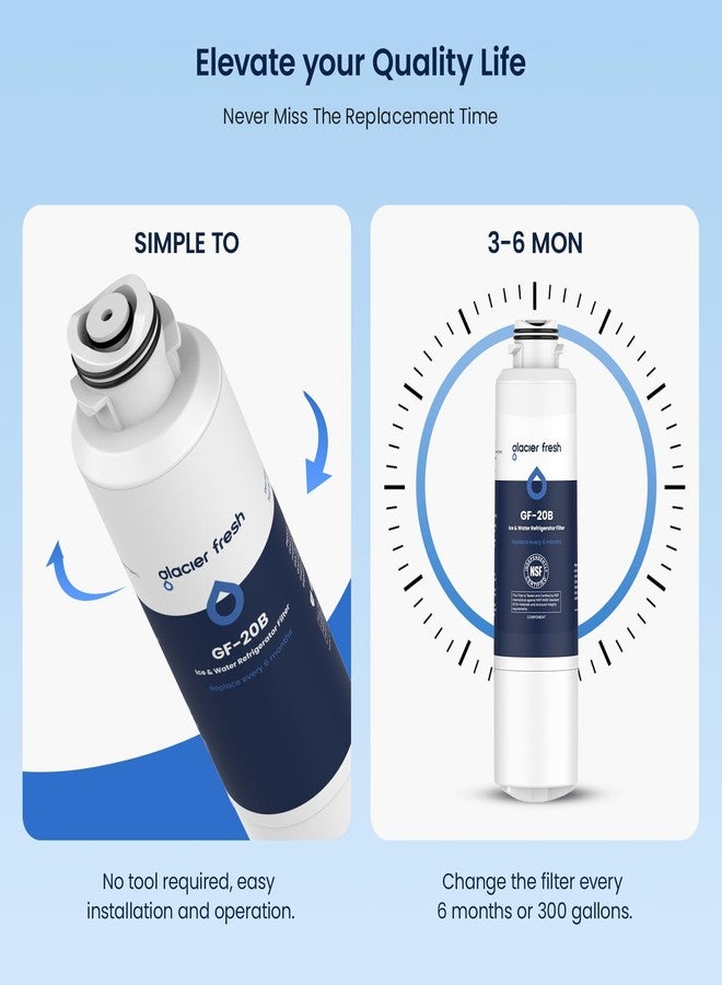 GLACIER FRESH فلتر مياه ثلاجة GLACIER FRESH متوافق مع سامسونج DA29-00020B، DA29-00020A/B، DA29-00020B-1، HAF-CIN/EXP، 46-9101، RF4267HARS للثلاجات ذات الأبواب الفرنسية (عبوة من 3 قطع) - Image 5