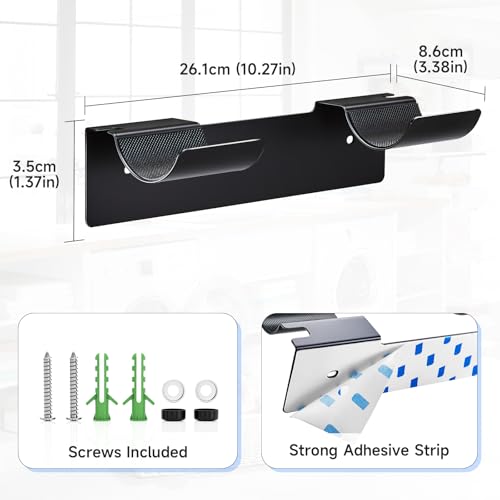 LOXSUN 2 PCS Wall Mount Curling Iron Holder and Hair Tool Organizer with Adhesive, Multifunctional Hot Flat Iron and Hair Straightener Holder Storage Stand for Vanity, Cabinet and Wall, Black - Image 5
