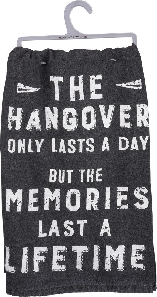 Primitives by Kathy 31453 Black Cotton Dish Towel 28 x 28 Hangover