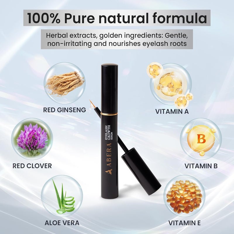 Abera Misan Eyelash Growth Serum Natural Lash Booster with Red Ginseng Biotin Omega 369 Fuller Longer Thicker Lashes Safe for Sensitive Eyes 1 Box - Image 4