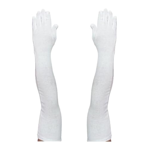 Tradehub® Men's & Women's Cotton Pollution and Sunburn Sunlight Protection Full Hand Gloves arm sleeves glove for Biking and Driving Summer glove Dust - (Pack of 1 Pair,White) - Image 1