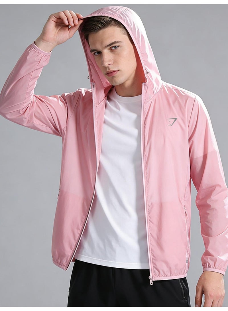 Gymshark UPF 50+ sunscreen clothing for men and women, outdoor lightweight full zipper hoodie coat, comfortable and breathable long-sleeved coat with thumb hole, suitable for daily wear, sports training, running, hiking, fishing, mountain climbing or other outdoor activities. - Image 3