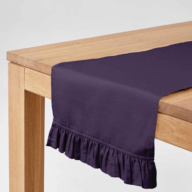 Vargottam Purple Home Décor Kitchen Table Decor Home Frill Table Runner-14 x 72 Inch - Image 2