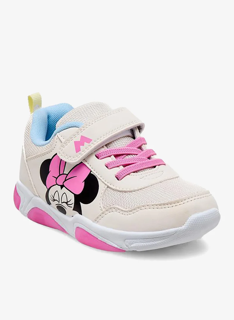 ديزني Girls Minnie Mouse Print Light-Up Ankle Sneakers