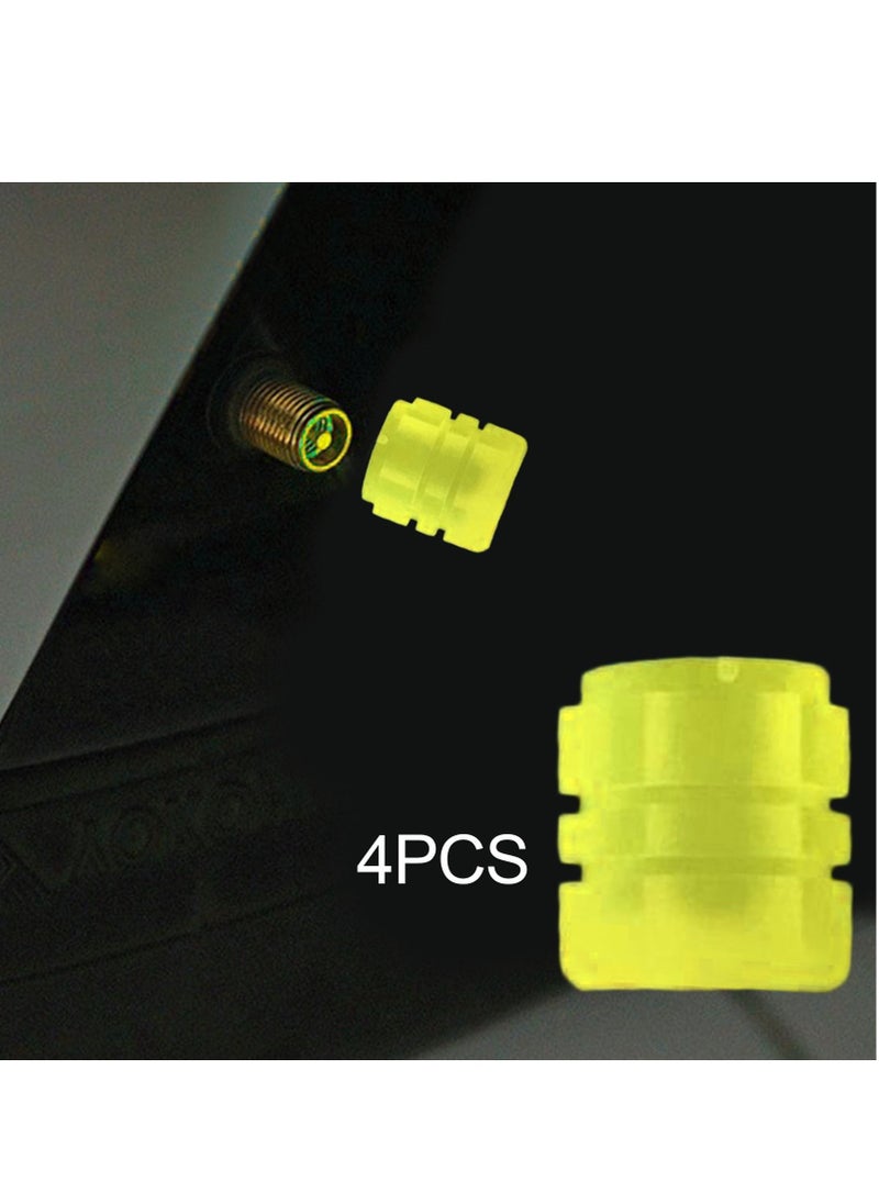 Generic - 4-pieces Luminous Valve Caps Fluorescent Yellow Night Glowing Car Motorcycle Bicycle Wheel Styling Tyre Hub Luminous Cap Decor - Image 1