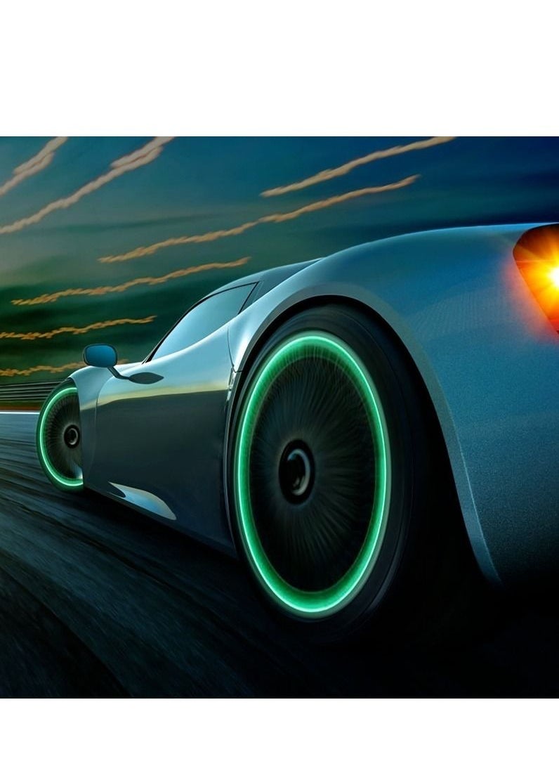 Generic - 4-pieces Luminous Valve Caps Fluorescent Yellow Night Glowing Car Motorcycle Bicycle Wheel Styling Tyre Hub Luminous Cap Decor - Image 1