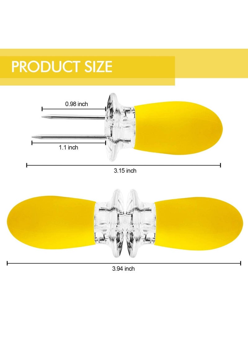 Generic - 12pcs Corn Cob Skewers Stainless Steel Corn on The Cob Holders Skewers with Silicone Handle BBQ Grill Food Prongs Skewers Forks Party Yellow - Image 1