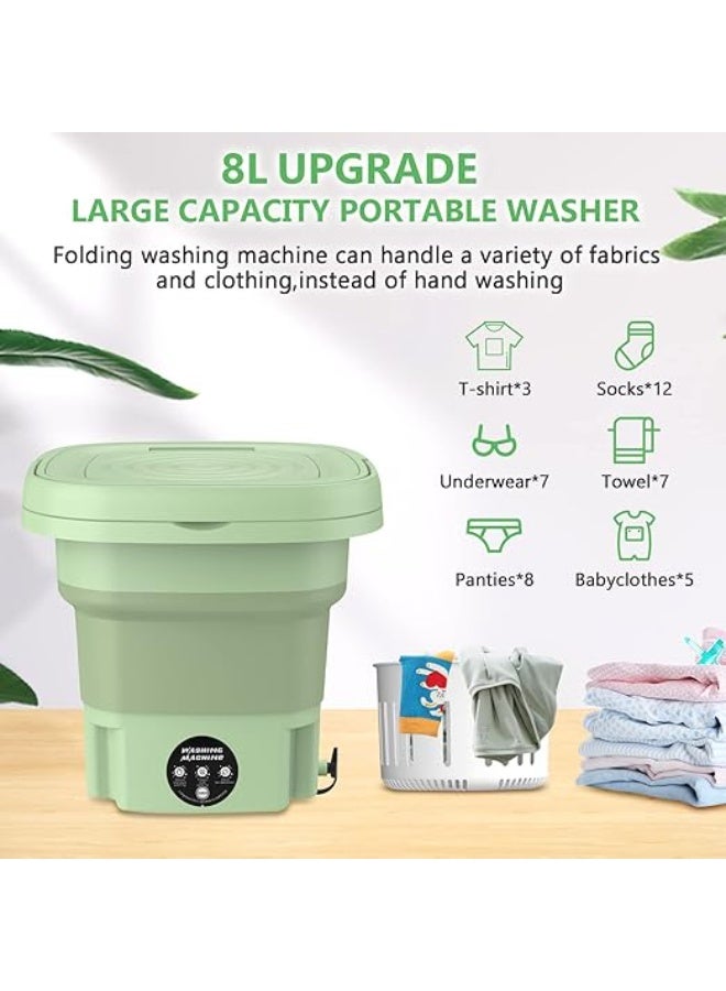 مجموعة غسالة ومجفف صغيرة محمولة سعة 8 لتر للشقق والتخييم والسيارات الترفيهية والسكن الجامعي وغسيل الملابس والسفر - Image 5