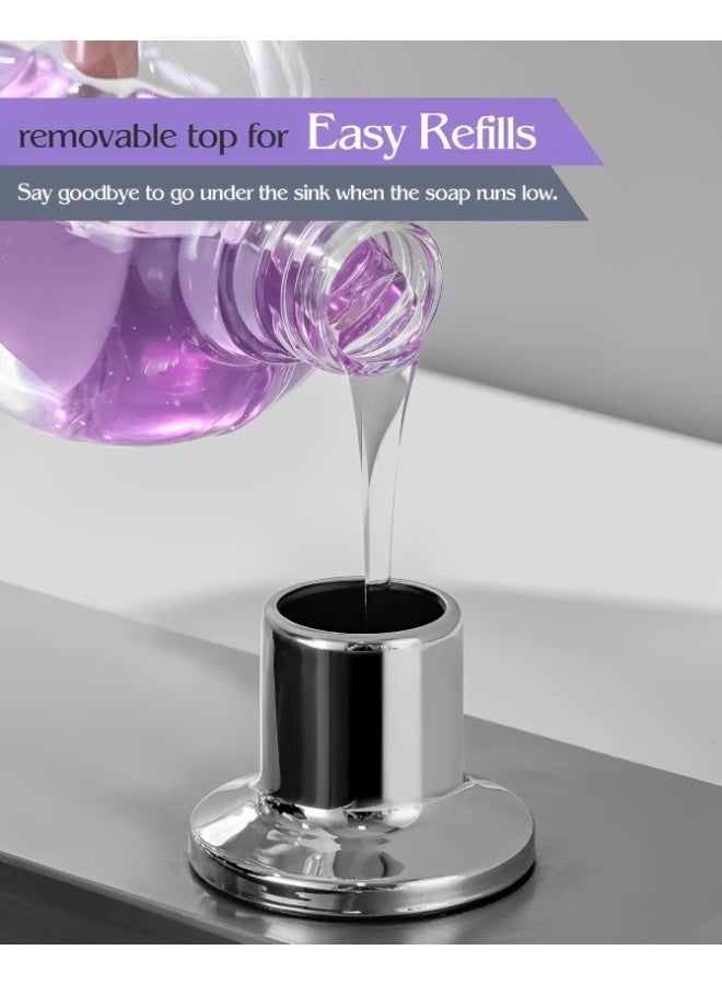 360° Rotating Kitchen Sink Soap Dispenser – Built-In Stainless Steel Pump, 108mm Spout – Refillable Liquid Dish Soap Dispenser – Silver - Image 2