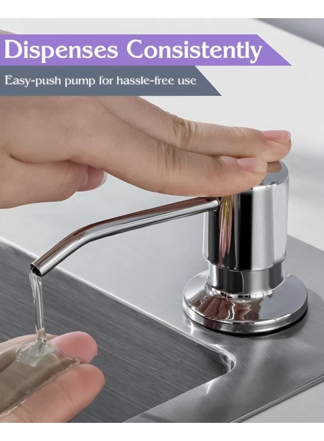 360° Rotating Kitchen Sink Soap Dispenser – Built-In Stainless Steel Pump, 108mm Spout – Refillable Liquid Dish Soap Dispenser – Silver - Image 5