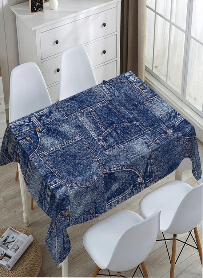 TKS MITLAN Denim Patchwork Style Decorative Rectangle Tablecloth Romance Indigo Miscellaneous Polyester Table Cloths Kitchen Table Cover for Dining BBQ Picnic Coffee Table 60 x 84 Inch 6-8 Seats - Image 4