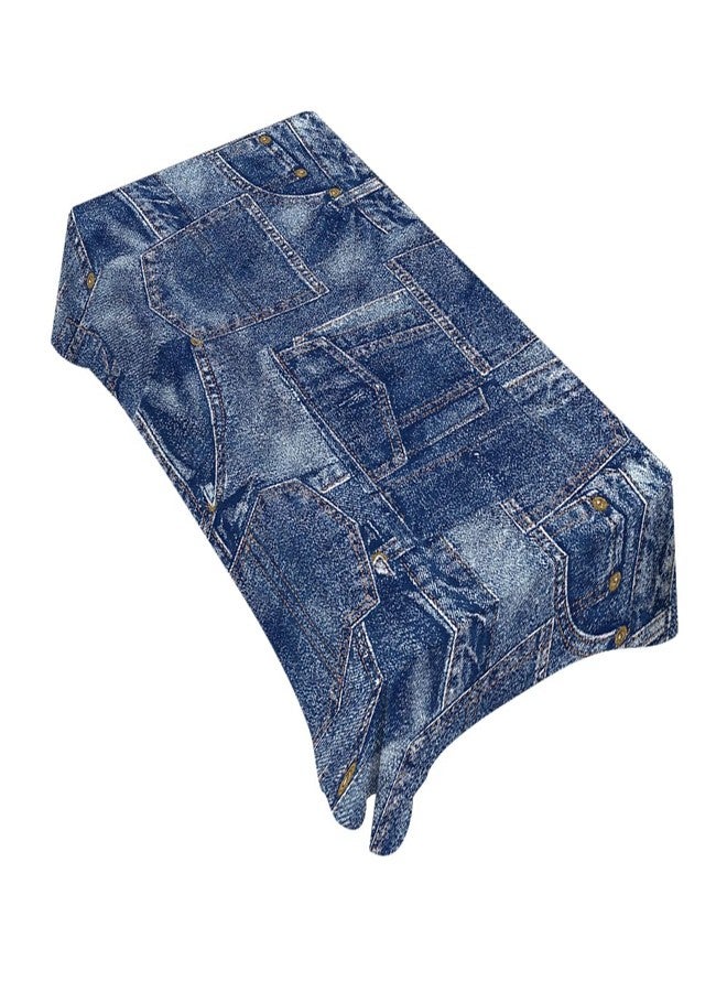 TKS MITLAN Denim Patchwork Style Decorative Rectangle Tablecloth Romance Indigo Miscellaneous Polyester Table Cloths Kitchen Table Cover for Dining BBQ Picnic Coffee Table 60 x 84 Inch 6-8 Seats - Image 1