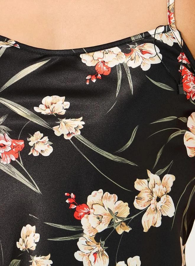 Styli Styli Floral Print Satin Cami and Shorts Set