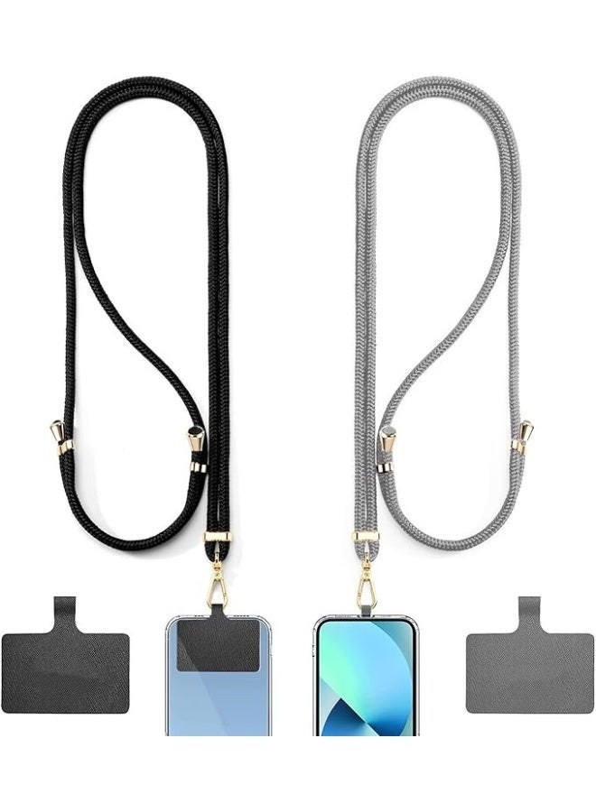 [2 Pack] Phone Lanyard with Phone Patches, Phone Lanyard Adjustable Neck Strap, Universal Detachable Lanyard, Multifunctional Patch Strap Wrist with Cell Phone Patch - Image 1