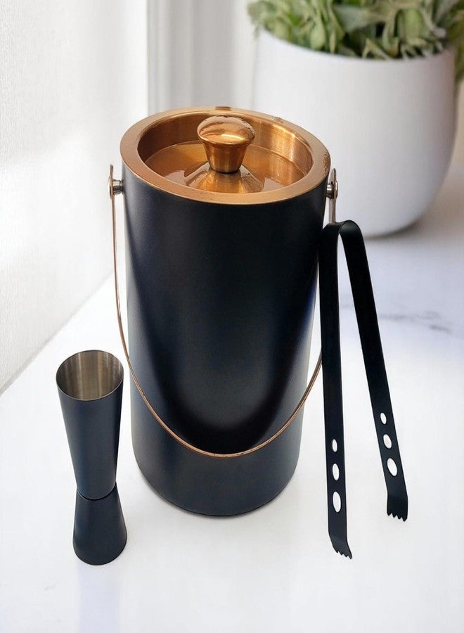 Nooks Stainless Steel Bar Accessories Set - 6pcs Combo Pack in Black With Ice Bucket 1ltr, Tong, Cocktail Shaker, Peg Measure and Opener for Home and Mini Bar - Image 4