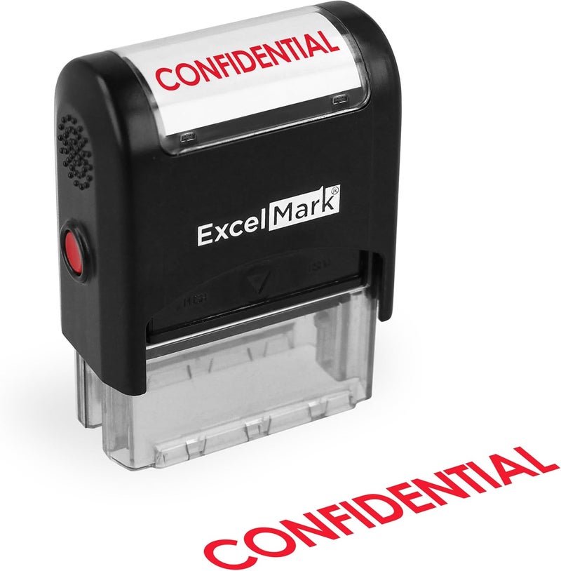 ExcelMark CONFIDENTIAL Self Inking Rubber Stamp with Red Ink - Image 1