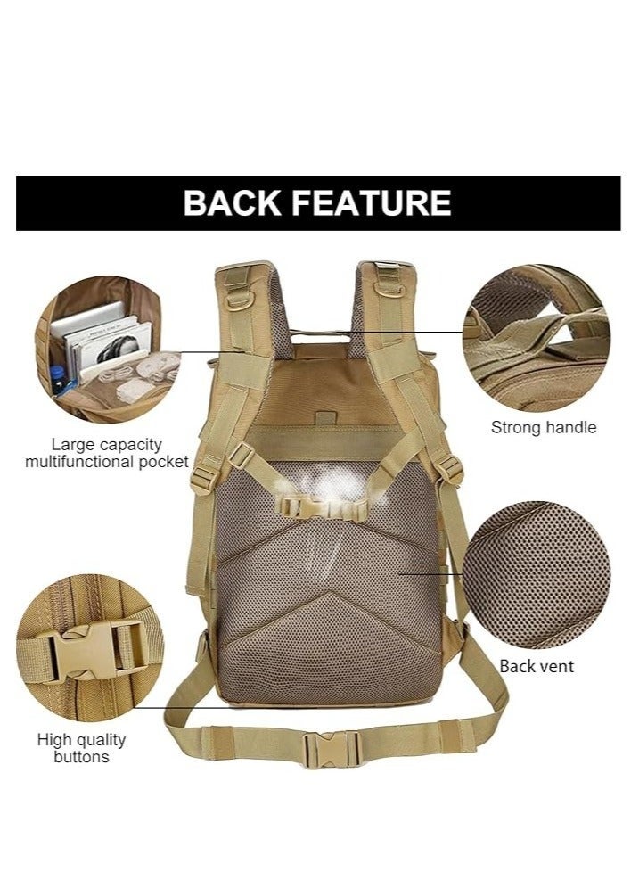 WINEENEE 45L Military Tactical Backpack for Men Waterproof Hiking Bag for Camping Travel Gym Work Large Durable Outdoor Sport Backpack Anti-Theft Perfect for Desert Trips Picnics - Image 2