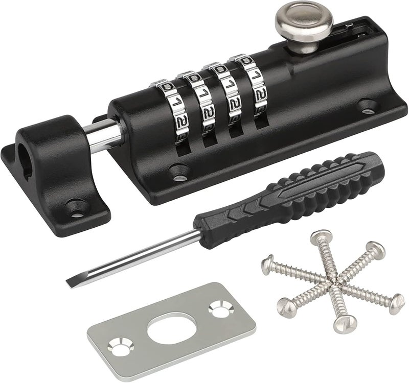 Spopal Weatherproof Combination Bolt Lock - 4 Digit Keyless Zinc Alloy Door Latch - Image 1