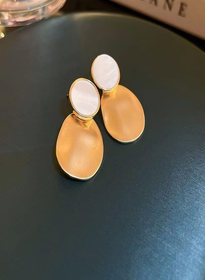Zivom® Beaten Matte Finish White 18K Gold Copper Dangling Drop Earring Pair Women - Image 4