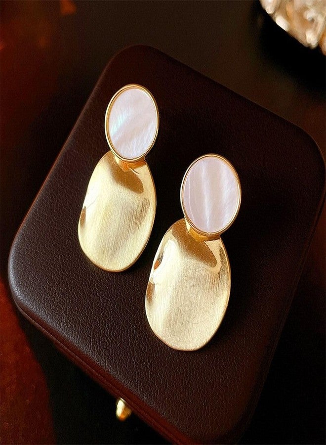 Zivom® Beaten Matte Finish White 18K Gold Copper Dangling Drop Earring Pair Women - Image 3
